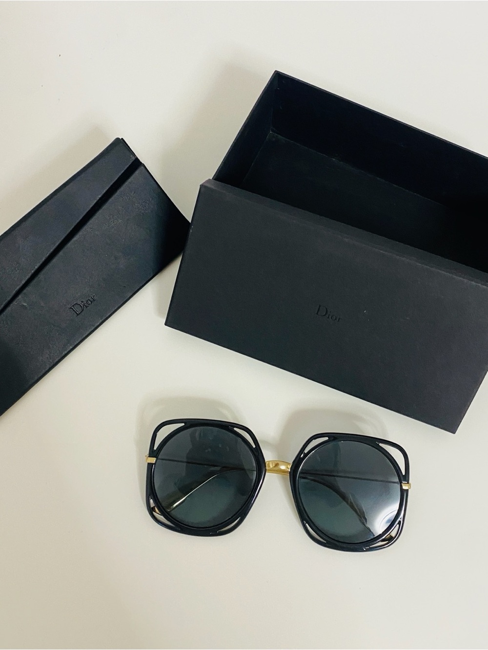 Dior Black & Gold Double-Frame Oversized Sunglasses